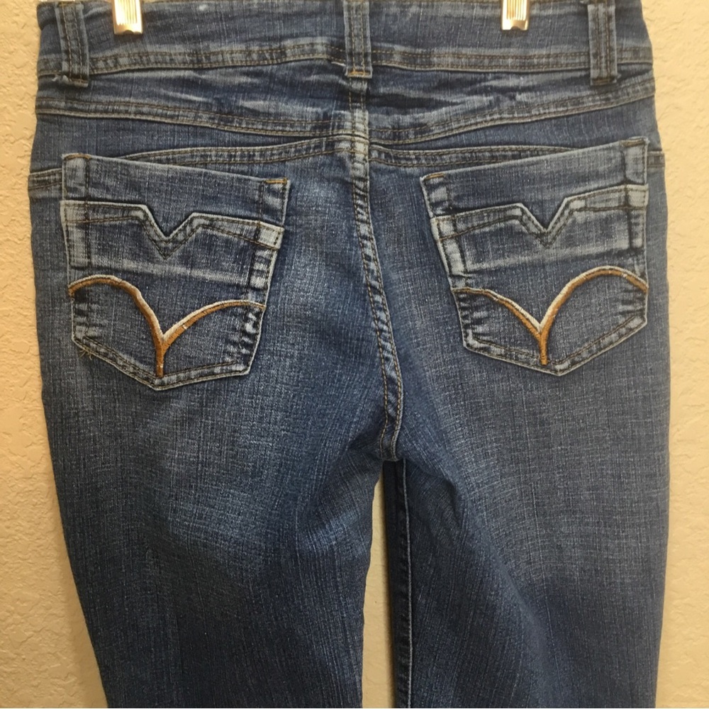 Y & F Ying Feng Jeans 7/8 29” Inseam 9” Rise Stretch Denim Pockets VTG Straight